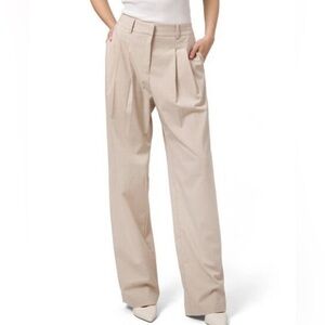 WAYF Plaid Wide Leg Trousers Medium Taupe High Rise Pleated Front Work Pants
